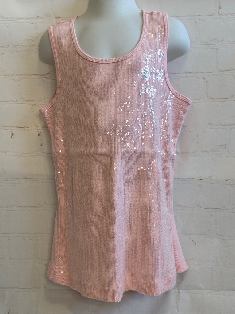 Disney D-Signed Pink Sequin Ribbed Tank Top